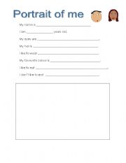 English Worksheet: Portrait of me