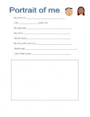 English worksheet: Portrait of me