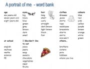 English Worksheet: A portrait of me - word mat