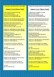 English worksheet: Song activity - Nada Surf  - Always Love