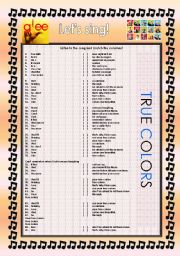 English Worksheet: GLEE SERIES  SONGS FOR CLASS! S01E11  PART 1/2  THREE SONGS  FULLY EDITABLE WITH KEY!
