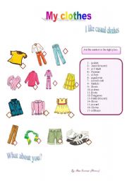 English Worksheet: my clothes