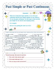 English Worksheet: Past Simple or Past Continuous