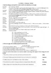 English Worksheet: Clothes+phrasel verbs