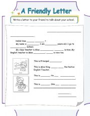 English Worksheet: A friendly letter