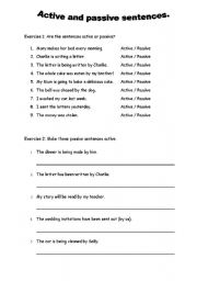 English Worksheet: Active/Passive voice: exercises inc. answer key.