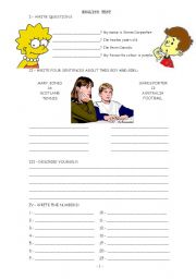 English worksheet: English test