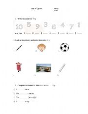 English Worksheet: Progress test 3rd grade
