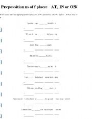 English Worksheet: Prepositions