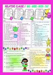 RELATIVE CLAUSES / WHO-WHICH-WHERE-THAT