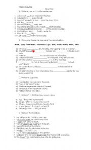 English Worksheet: Grammar Practise: Present Simple.