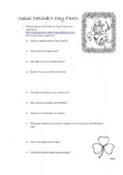 English worksheet: Saint Patricks Day Facts & Fun