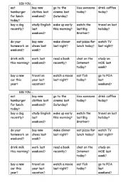 English Worksheet: BINGO_SIMPLE PAST