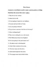 English Worksheet: Place Nouns