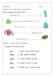 English worksheet: Clothes