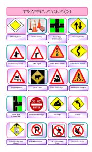 English Worksheet: Traffic Signs