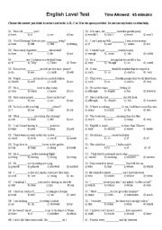 English Worksheet: diagnostic test