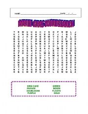 Mardi Gras Word search