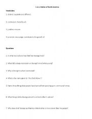 English worksheet: i am the Native of North