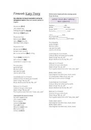 English Worksheet: Firework- Katy Perry