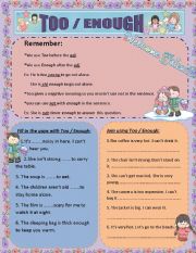 English Worksheet: TOO / ENOUGH