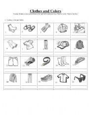 English Worksheet: Clothes, listening and color