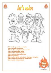 English Worksheet: A fireman coloring