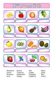 English Worksheet: Fruit pictionary