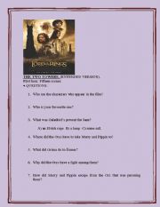 English Worksheet: worksheet on The Two Towers