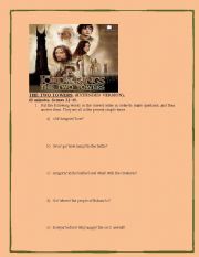 English worksheet: Worksheet about The Two Towers third part
