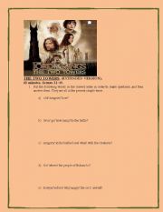 English Worksheet: Worksheet about The Two Towers third part