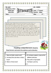 English Worksheet: 7th form end of second term