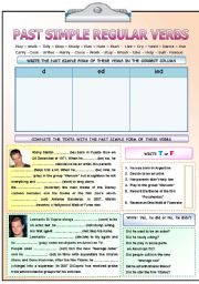 English Worksheet: PAST SIMPLE: REGULAR VERBS