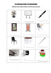 English Worksheet: Classroom Items