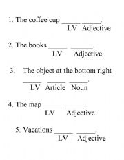 English worksheet: Linking Verb Sentence Patterns