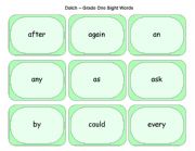 English Worksheet: Dolch Grade One Cards