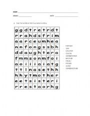 English Worksheet: THE FAMILY
