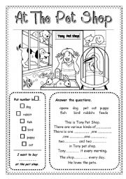 English Worksheet: At The Pet Shop