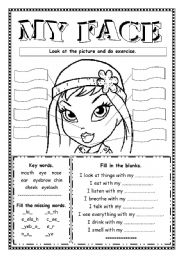 English Worksheet: My Face