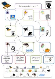 English Worksheet: Do you prefer A or B? Now with picture cards too!