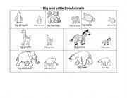 English Worksheet: Big and Little Zoo Animals