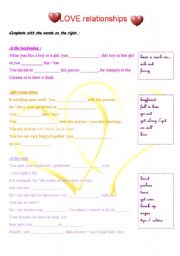 English Worksheet: LOVE RELATIONSHIPS