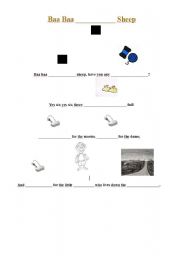 English Worksheet: Baa Baa Black Sheep Nursery Rhyme