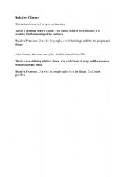 English Worksheet: Relative Clauses