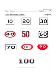 English worksheet: Numbers in tens