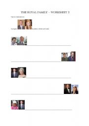 English worksheet: royal family worksheet 2