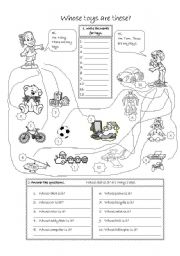 English Worksheet: whose toys are these?