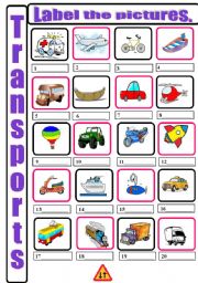 English Worksheet: 20 means of transport. 