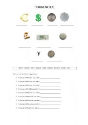 English worksheet: CURRENCIES.