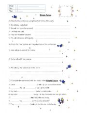 English worksheet: Simple Future